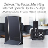Nighthawk Multi-Gig Cable Modem for Xfinity Voice (CM2050V) ??for Cable Plans up to 2.5Gbps - DOCSIS 3.1-2 Phone Lines
